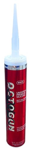 Octogun™ Universal Premium Silicone – All-Purpose Waterproof Sealant for Bathroom, Kitchen, Shower, Window & Door – Low Odor, Flexible & Long-Lasting – 10.1 fl oz -White, Silicone, Caulk