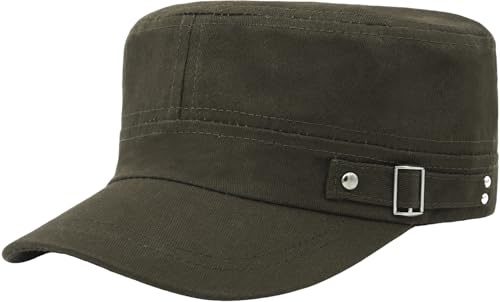 HIQUACC Military Flat Top Hat for Men Women Army Cadet Cap Baseball Cap | Adjustable Unisex Suitable for Outdoor Sports