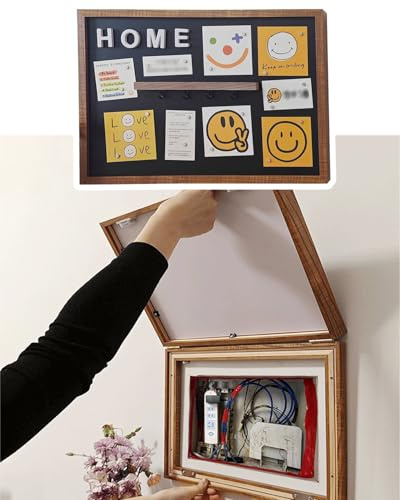 Vibeo Cache Compteur Electrique Couvercle Décoratif pour Tableau Électrique avec Crochets, Couvercle de Boîte à Fusibles à Charnière, Couvercle de Boîte de Distribution(Black,18x12in/45x30cm)