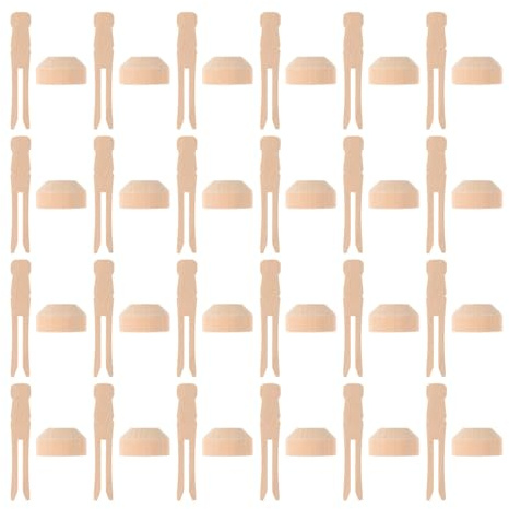 Warmhm Lot de 50 sets de Pinces à Linge en Bois 65 MM Socles en Bois Non Finition pour Poupées Supports pour Loisirs Créatifs Peinture et Décoration Intérieure