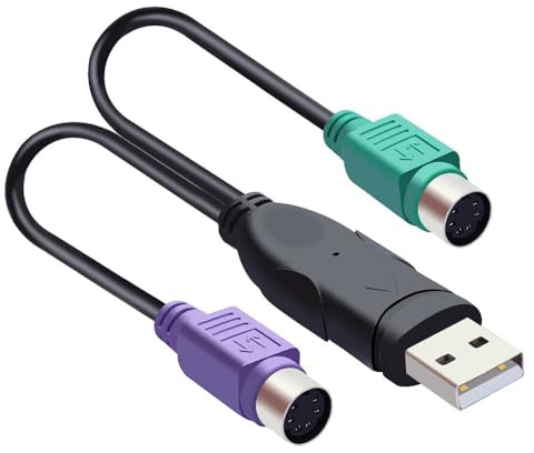 HBFQMDJLX USB to PS/2 Adapter Cable - Connect Both Keyboard and Mouse Simultaneously | Dual-Port Converter for Modern PC/Laptop to Old PS/2 Devices, Plug and Play