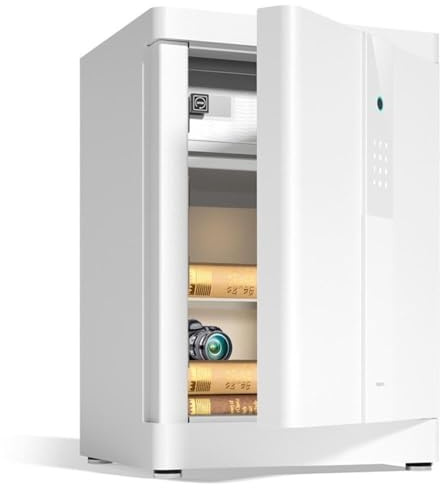 Tresor Intelligente elektronische Digitale Safebox, Schranksafes mit Fingerabdruckerkennung for Dokumente im Home Office, Geldschmuck, Weiß geldtresor