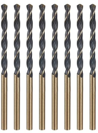 sourcing map 8pcs Reduced Shank Twist Drill Bit 3mm Dia 3mm Shank High Speed Steel M2 Black and Gold Oxide Finish Drill Bits for Drilling Hard Metals, Stainless Steel, Cast Iron