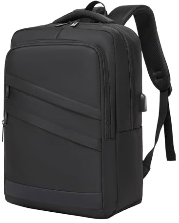 Shavont Mochila Portátil 15,6 Pulgadas Hombre Mujer, Mochila de Trabajo y Negocios con Puerto USB, Ligera para Viaje Oficina Universidad Uso Diario (Negro)
