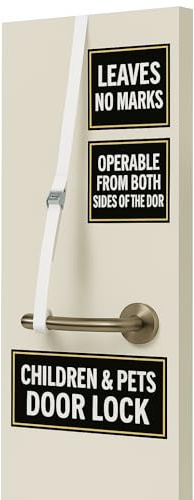 Babylock Child Door Lock with Dual-Sided Access for Lever Handles, No Drill Design that Leaves No Marks on Doors, Portable Safety Solution for Children and Pets