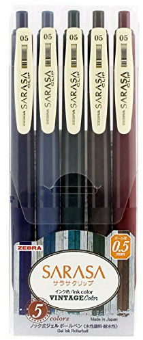 ZEBRA Bolígrafo de tinta de gel SARASA Clip 0.5 [Vintage 5 colores] (Japón Import)