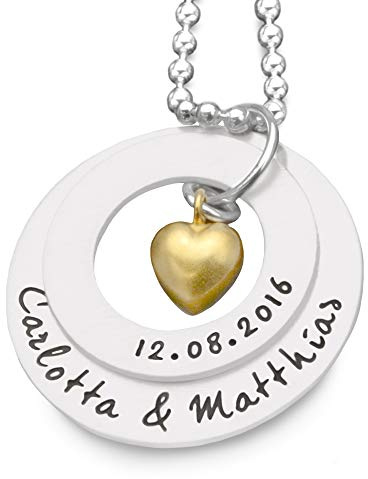 Brautschmuck Partnerkette Verlobungsgeschenk mit Gravur VERBUNDEN GOLD 925 Partnerschmuck Halskette Geschenk Frau Freundin
