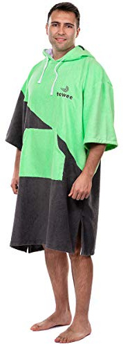 Towee Surf Poncho, Handtuch mit Kapuze, Camping Bademantel für Damen und Herren (Grün, 80 x 115 cm)