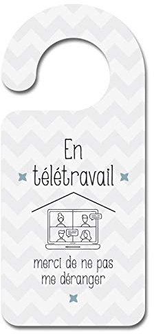 Ne pas Déranger - Panneau de Porte Télétravail PVC 1mm - 18 x 8 cm - Plaque Poignée Porte - Décoration Plastique Porte - Accroches Portes