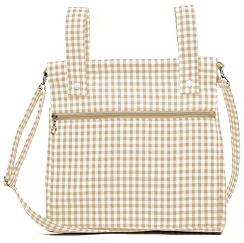 Bolsa panera de algodón vichy - Bolso carro - Talega carrito de bebé - Nenel (Arena)