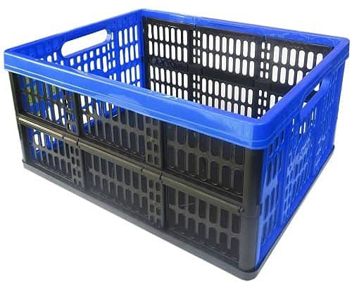 CABLEPELADO - Caja Plegable con Asas de 32L - Almacenamiento - Caja Robusta - Capacidad de 32 litros - Carga util 20 kg Color Azul y Negro
