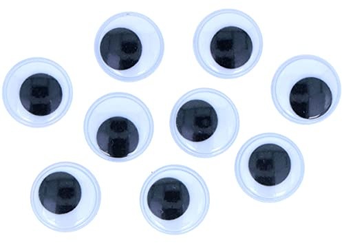Runda självhäftande svarta rörliga ögon 20 mm. 24u.