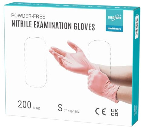 EUROPAPA® 200x Einweghandschuhe Nitrilhandschuhe puderfrei Untersuchungshandschuhe EN455 EN374 latexfrei Einmalhandschuhe Handschuhe in Gr. S, M, L & XL verfügbar (S, Pink)