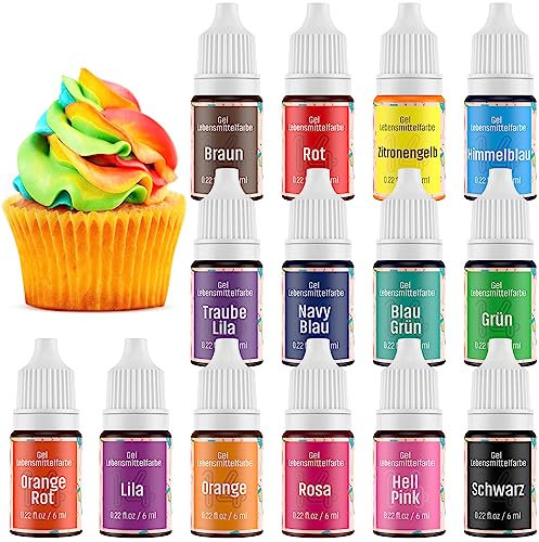 Colorante Alimentare Gel 14 Colori - Waysroma Altamente Concentrato Coloranti Alimentari Gel Food Coloring per Cuocere Torte, Macarons, Glassa, Fondente, Biscotti, Ciambelle