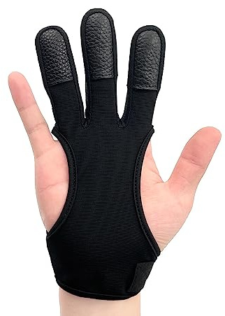 LICQIC Gants de Tir à l'arc, en Cuir Respirant, Protection des Trois Doigts, Antidérapants, pour Hommes, Femmes, Jeunes et Débutants