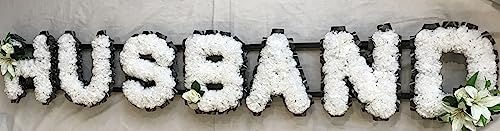 Silky Bouquets Husband Artificial Silk Funeral Flower Tribute Name Wreath Memorial Any 7 Letter