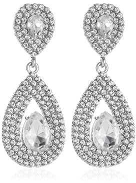 TOFBS Pendientes Lágrima Cristal Zirconia Cúbica Brillantes Joyería Mujer Elegantes Accesorios Boda Fiesta