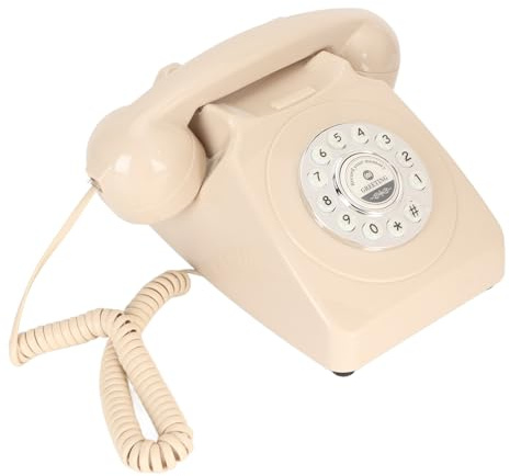 Vintage-Telefon, Retro-Schnurtelefon, Drucktastenwahl, Ton, Nachrichtenaufzeichnung, Desktop-Festnetztelefon für Hochzeit, Party, Zuhause (Beige)