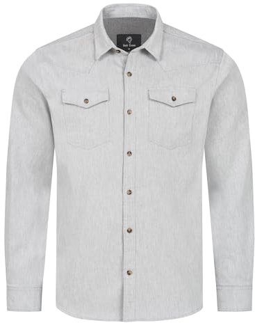 Rock Creek Herren Hemd Jeanshemd Freizeithemd Denim Hemden Langarm Regular Männer Jeans Hemd Kentkragen Übergangshemd H-339 Beige S