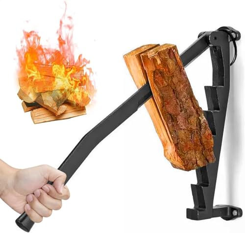 Kcolic Wall Mounted Wood Splitter, High Carbon Steel Kindling Splitter, Lever Style Cutting Design Log Splitter for Camping