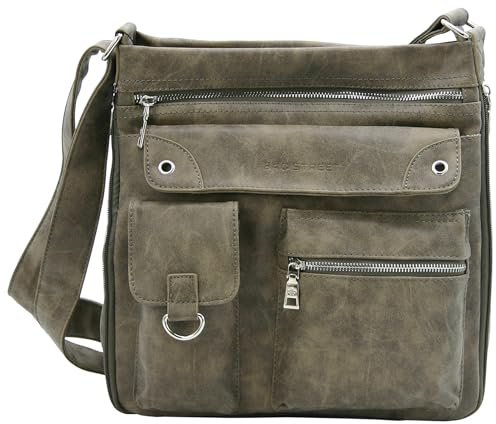 BAG STREET - Damen Handtasche mit vielen Fächern - Vintage Umhängetasche | Crossbody Schultertasche - 32 x 32 x 14 cm