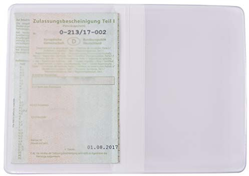 orgaexpert KFZ Schein Schutzhülle Weiß 2 Fächer 120x167mm Made in Germany Etui Mappe Ausweisetui Kartenhülle Fahrzeugschein Hülle