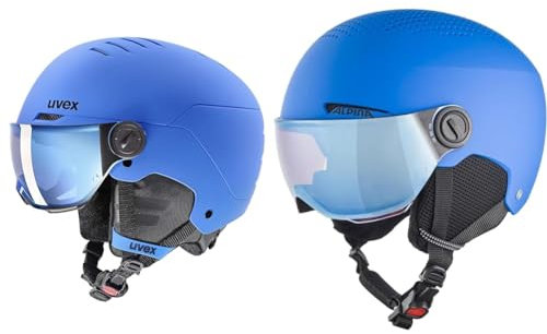 uvex Rocket jr Visor - Skihelm für Kinder - mit Visier - Blue matt - 54-58 cm & Alpina ZUPO Visor Q-LITE - Hochwertiger & Leichter Skihelm Mit Kontrastverstärkendem Visier Für Kinder