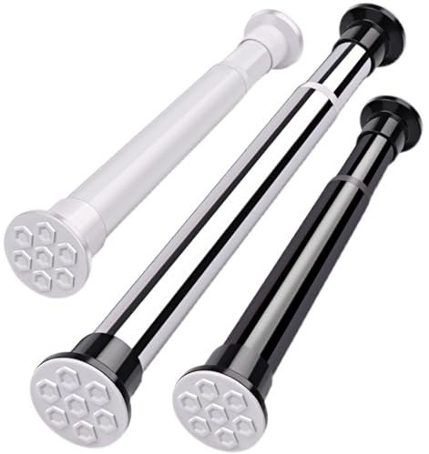 Riborub Metal Curtain Rod Spring Tension Rod, 27-180Inch Adjustable Shower Curtain Rail, Tension Rods For Windows Or Shower, Bathroom, Balcony (Color : Black, Size : 410-460cm/162-181in)