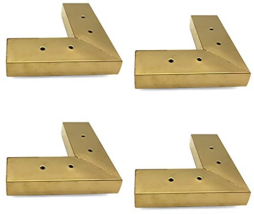 GArcan 4 Stück Metall-Möbelbeine, Edelstahl-Möbelfüße, Sofatisch-Stützbeine, Ersatz für TV-Ständer, Schrank, Couch, Schrank, Ottomane, Fuß, mit Befestigungsschrauben, Gold (30 mm/1,2 Zoll, L-Form)