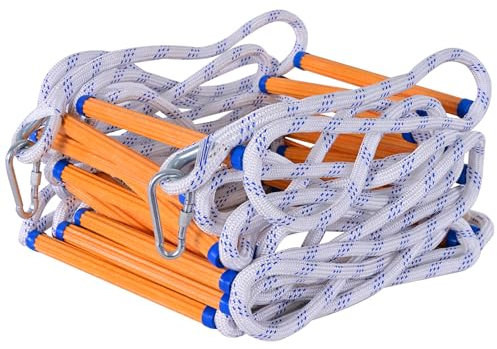 LZ.MZXU Rope Ladder, Fire Escape Ladder 5M/16.4FT with 2 Hooks Fire Escape Safety Rope Portable Emergency for Window Balcony Homes Guardrail