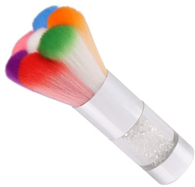 Beatifufu Nail Art Dust Brush Metal Handle, Petal Shape Powder Cleaner for Makeup and Nail Polish Removal, Silver Cosmetic Brush Suitable for Manicure and Rhinestone Cleaning