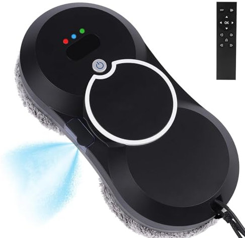 Robot Lavavetri, Robot Lavavetri con Aspirazione Forte 5600 Pa, Spruzzo d'Acqua Automatico, Aspiratore per Finestre con Telecomando, per Porte, Finestre, Vetro