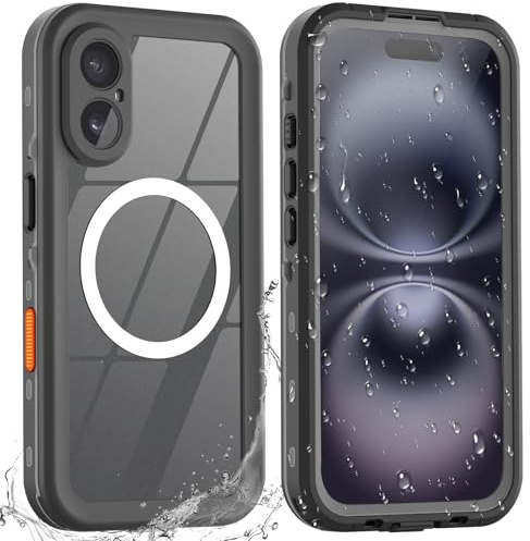 BDIG Funda para iPhone 16 (6.1) es Resistente al Agua, protección de 360 ​​Grados, Protector de Pantalla Integrado IP68 a Prueba de Golpes Compatible con iPhone 16 (6.1), Negro