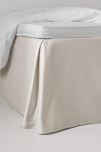 Jotex Zack Tour de lit en Satin 100% Coton Bio de qualité supérieure, Hauteur 45 cm, Beige, 160 x 200 cm