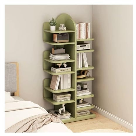 GLigeT Bücherregal Einfaches baumförmiges Kaktus-Bücherregal, Studentenheim-Schrank, kleines, schmales, geschlitztes Bücherregal, Wohnzimmer, mehrschichtiger Aufbewahrungsschrank Bücherturm(Green)