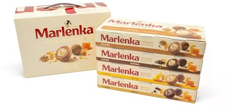 MARLENKA® Honigkugeln Geschenk Mix Pack | Honey Nuggets | Gebäckkugeln mit Honig | 4 x 10 Bälle | 4 x 235g | Süßigkeiten Großpackung | Lange Haltbarkeit - Ablaufdatum von mindestens 6 Wochen