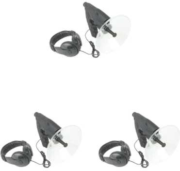 Set di 3 microfoni parabolici precisi e professionali monoculari per bird watching telescopio ABS a lunga distanza per l'ascolto degli uccelli come mostrato