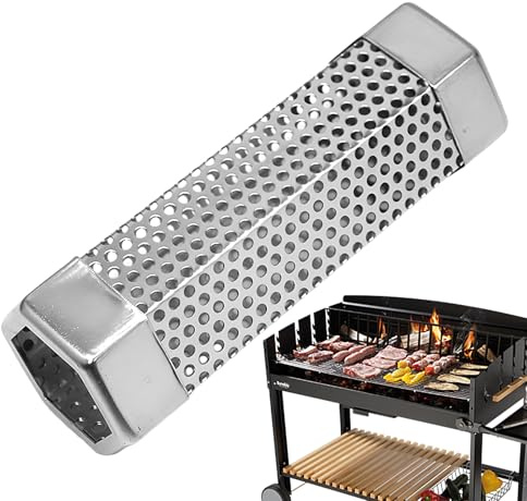 GkgWuxf Pellet Smoker Tube | Hot Smoked Pipe Stainless Steel | High-Efficiency Smoker Tube for Temperature-Controlled Even Heating, Backyard BBQ, Camp Cooking, Steak Chicken Grilling