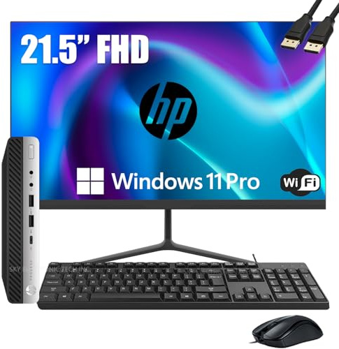 HP ProDesk 600 G3 Desktop Mini Business PC with 21.5 FHD Monitor, Intel Quad Core i5-6500T, 16GB DDR4 RAM, 256GB SSD, DisplayPort, WiFi, BT, Windows 11 Pro(Renewed)
