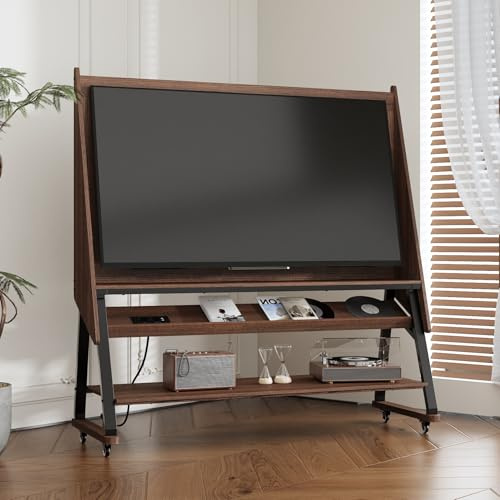 Mobiles TV-Ständer für Plasma/LCD/LED-Fernseher bis zu 55 Zoll (140 cm), mit USB-Anschluss, 2 offene Ablagen, für Büro, Konferenzraum, Wohnzimmer