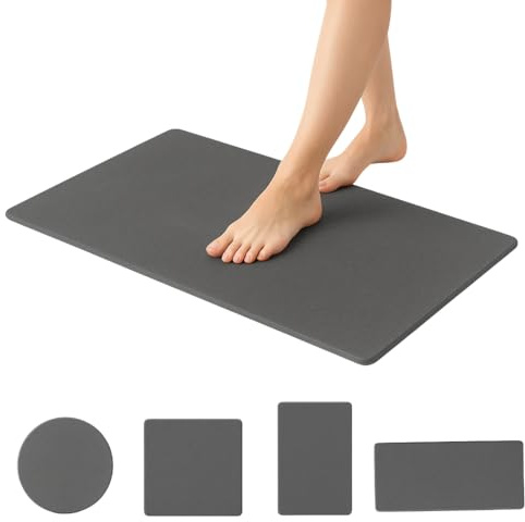 Alfombras Diatomita baño Grande - Bases absorbentes Diatomita x 5 Bases Diatomita con Alfombra de Piedra 60x40 cm - Escurreplatos de Piedra Diatomita