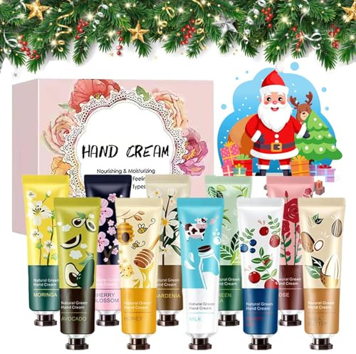 Handkräm Set, 10 Stycken Handcreme Mini Weihnachten, Jul Handkräm Miniset, Handkräms Återfuktande För Mycket Torra Händer, Present Till Jul, Födelsedag Etc. För Att Skydda Dina Vackra Händer