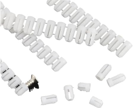 WEKONUMEX Kunststoff-Säulenausdehnungsrohr, Nylon-Spreizdübel mit selbstschneidenden Schrauben, weiß, M4 x (8–12) mm, 25 Stück(M4*8mm)