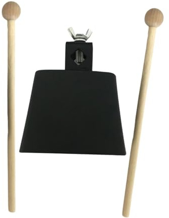 Eiserne Kuhglocke mit Holzstab, Percussion-Instrument, Musik-Kuhglocke für Geburtstagsparty, Bandaufführung, 15,2 cm, 18,3 cm, 20,9 cm - 10,2 cm