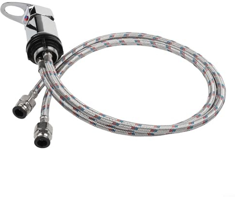 RV-Duscharmatur, verchromtes Messing, Einhebelarmatur mit 800 mm Edelstahl-Endstücken, 12 mm Steckverbindung, für Wohnmobil, Wohnmobil, Wohnwagen