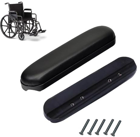 Full Length Padded Armrest Black 9-1/8 Long Wheelchair and Transport Chair arm Cushions, Black (1 Pair) Compatible with All Brands
