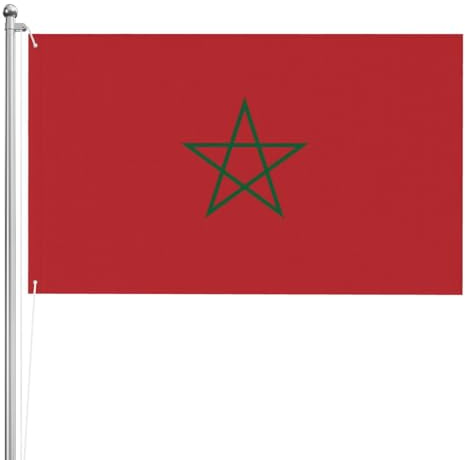 Drapeau du Maroc double face 91 x 152 cm Drapeau extérieur lourd triple couche double face 91 x 152 cm Bannière de jardin en polyester
