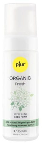 pjur ORGANIC Fresh (150 ml) – intim vård rengöringsskum – enkel användning utan vatten – parfymfri