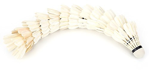 HUIOP 12 Pièces/Lot de Balles de Badminton en Plumes Blanches avec Une Bonne ténacité, des Performances de Vol Stables pour L'entraînement Sportif en Plein Air, Très Adaptées à la