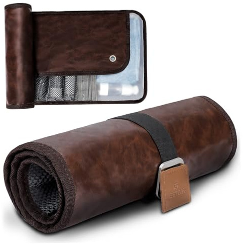 Neceser para hombre, impermeable, de PU, para hombre, bolsa de viaje, compacto, organizador de higiene, rollo para uso diario, viajes cortos, artículos de tocador para hombres, hombres, inodoro